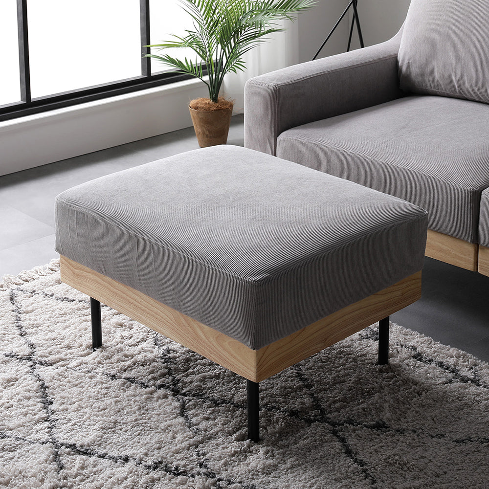 異素材デザインがおしゃれなソファ・オットマン・グレージュ