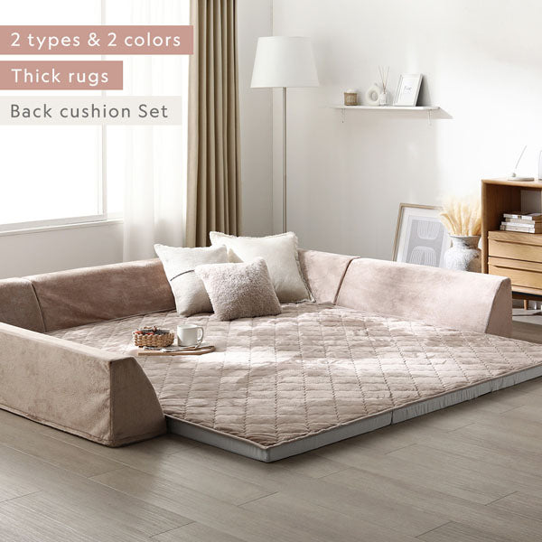 2types & 2colors Thick rugs Back cushion Set