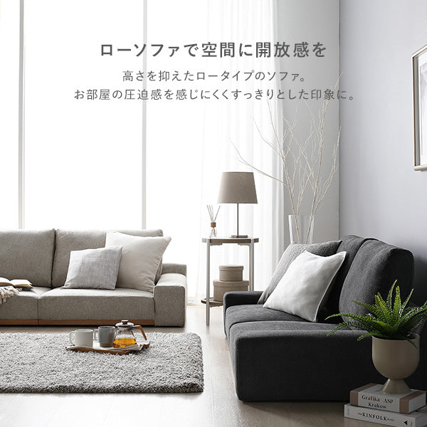 高さを抑えたロータイプのソファ。お部屋の圧迫感を感じにくくすっきりとした印象に。