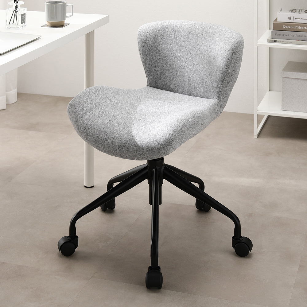 デスクチェア 『Luona ルオナ』 グレー(ブラック脚) プレーン生地