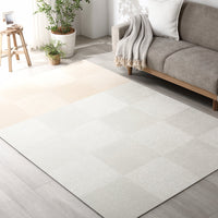 日本製 置くだけでズレない 洗える北欧調タイルカーペット ラグ用セット 約160×200cm(20枚セット) オフホワイト×ベージュ