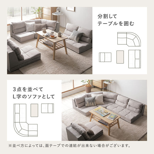 分割してテーブルを囲む/3点を並べてL字のソファとして