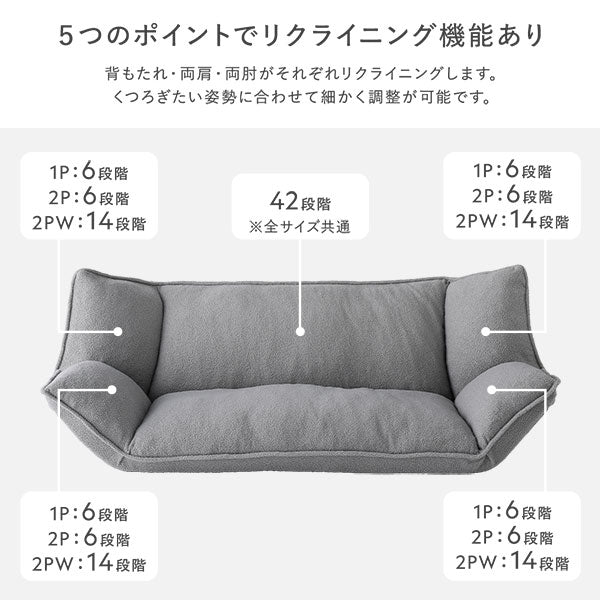5つのポイントでリクライニング機能あり