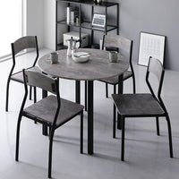 円形ダイニングセット(テーブル+シンプルデザインチェア)ストーン×ブラック