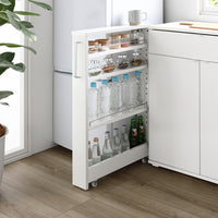 すき間収納ラック 『Styno スティノ』 ロータイプ 幅10cm ホワイト キャスター付き スリム収納