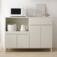 異素材MIX キッチンカウンター 『Liora リオラ』 120cm幅 ホワイト