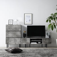 異素材MIX テレビボード(120cm幅) + チェスト(ワイド3段) セット 『Stova ストーヴァ』 ストーングレー