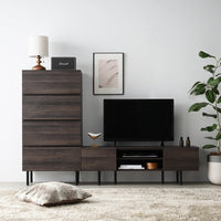異素材MIX テレビボード(120cm幅) + チェスト(ワイド4段) セット 『Stova ストーヴァ』 ブラウン