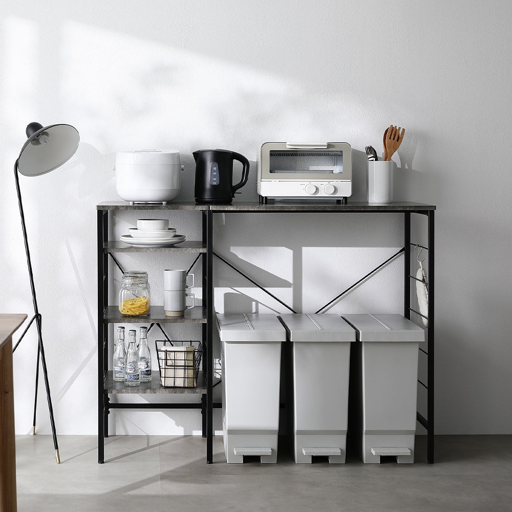 レンジラック カウンタータイプ 『Kitte キッテ』 幅120cm ストーン調ルナグレー×ブラック