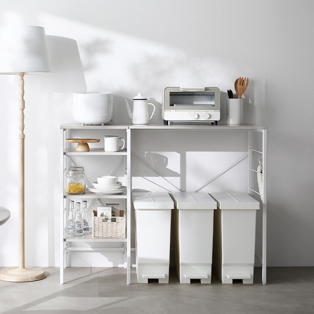 レンジラック カウンタータイプ 『Kitte キッテ』 幅120cm 木目調グレージュ×ホワイト