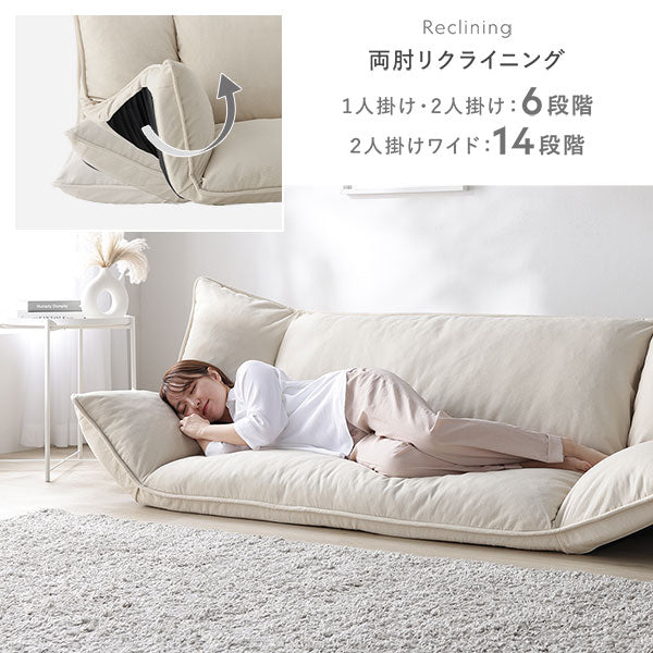 両肘リクライニング 1人掛け・2人掛け:6段階、2人掛けワイド:14段階
