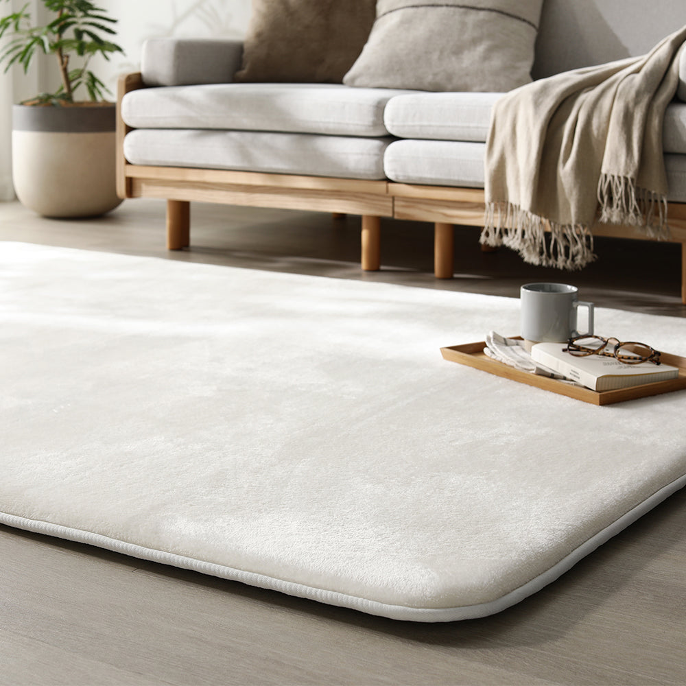 もっちり30mm厚 オールシーズン防音ラグ 『Molla モッラ』 約130×190cm アイボリー