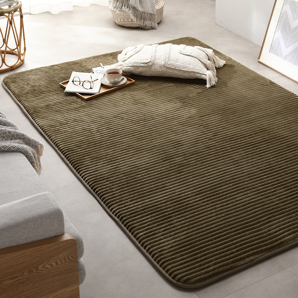 防音コーデュロイラグ 『Luune ルーネ』 約130×190cm オリーブ