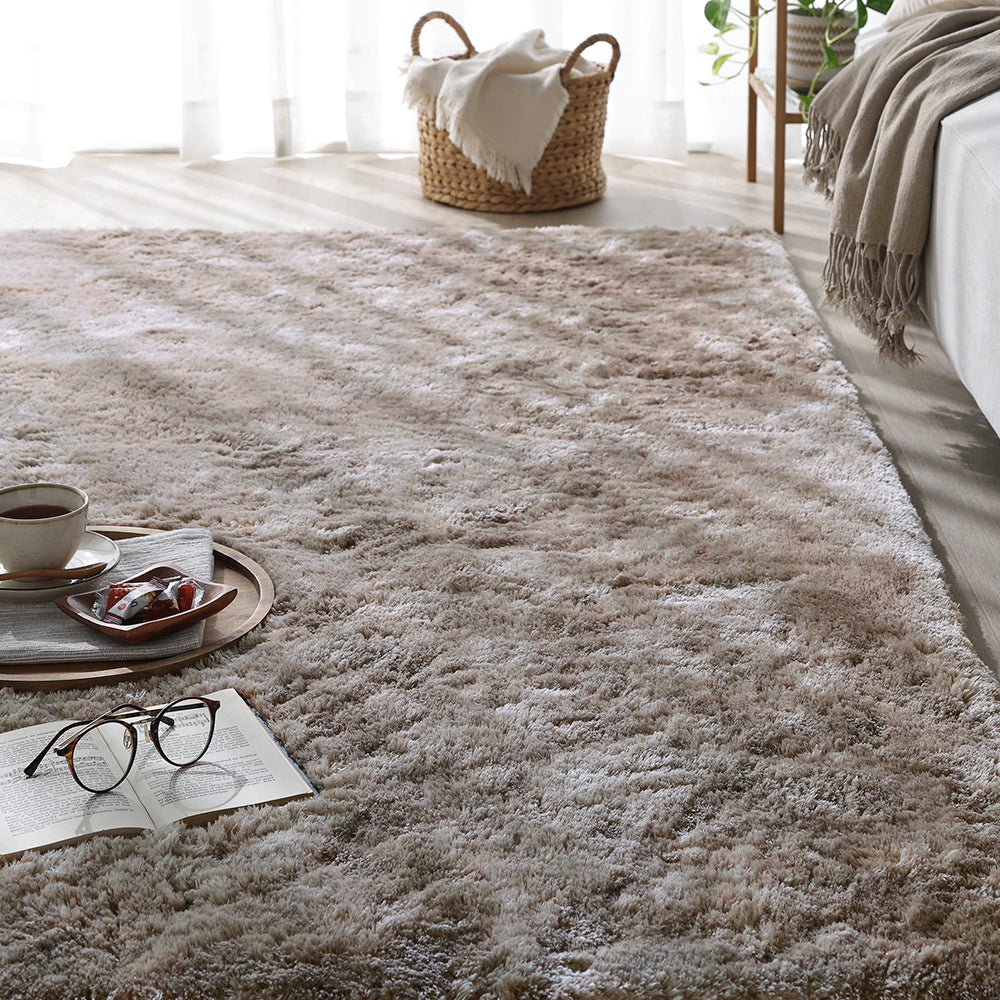 洗えるふんわり濃密シャギーラグ 『Suufa スーファ』 約130×190cm グレージュ