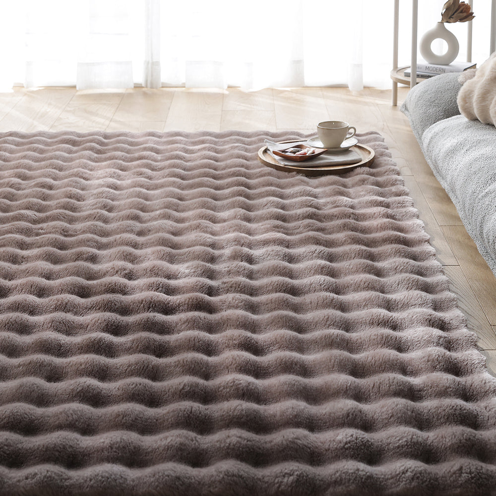 ポコポコ毛布みたいな洗えるラグ 『hoho-roko ホホロコ』 約130×190cm モカ