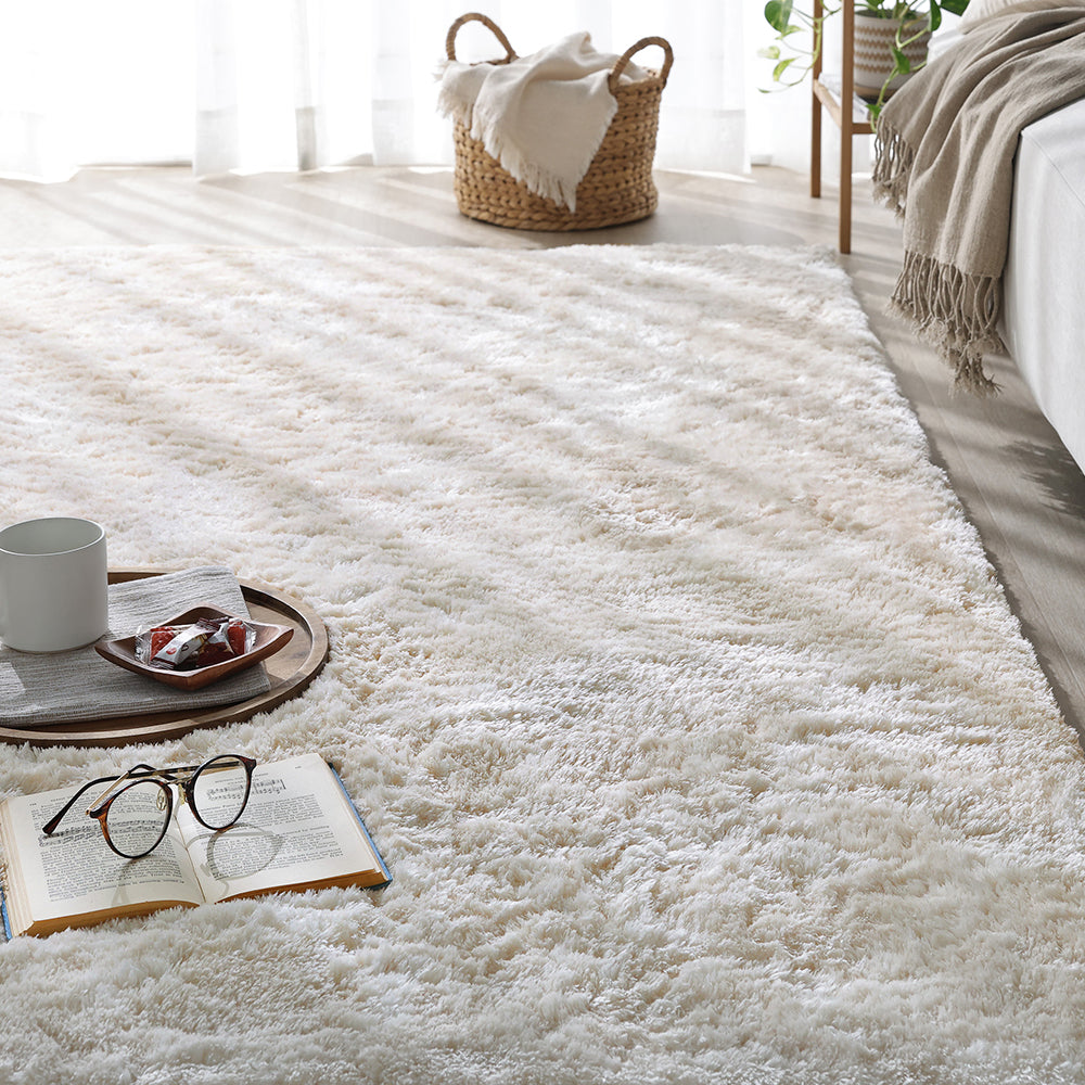 洗えるふんわり濃密シャギーラグ 『Suufa スーファ』 約130×190cm アイボリー