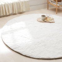 ふわふわのラビットファー調ラグ 直径約140cm(円形) アイボリー