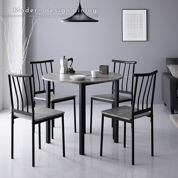 円形ダイニングセット(テーブル+パイプデザインチェア)