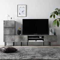 異素材MIX テレビボード(150cm幅) + チェスト(スリム3段) セット 『Stova ストーヴァ』 ストーングレー