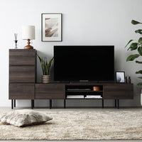 異素材MIX テレビボード(150cm幅) + チェスト(スリム3段) セット 『Stova ストーヴァ』 ブラウン