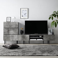 異素材MIX テレビボード(150cm幅) + チェスト(ワイド3段) セット 『Stova ストーヴァ』 ストーングレー