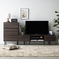 異素材MIX テレビボード(150cm幅) + チェスト(ワイド3段) セット 『Stova ストーヴァ』 ブラウン