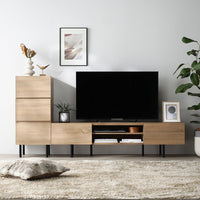 異素材MIX テレビボード(150cm幅) + チェスト(スリム3段) セット 『Stova ストーヴァ』 ナチュラル