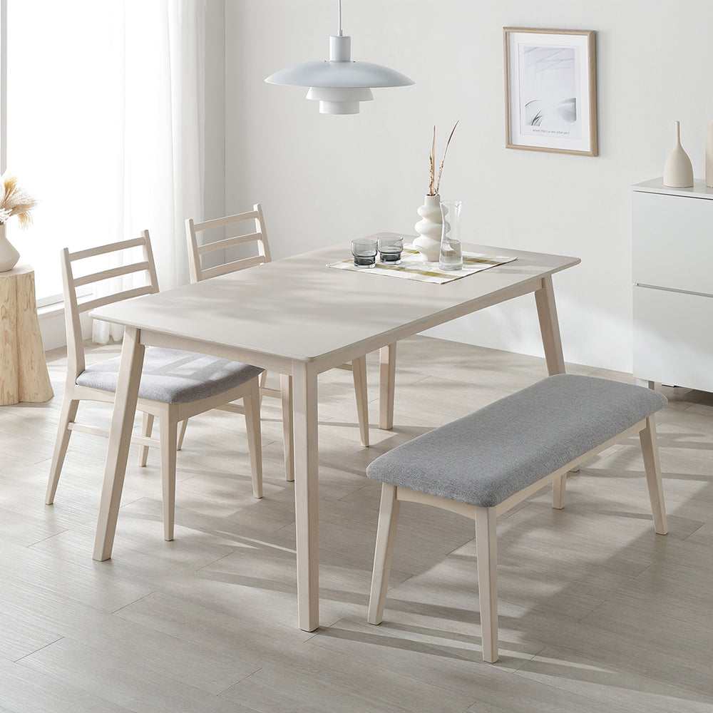 天然木ダイニングセット(幅150cm) 『Elvik エルヴィク』 4点セット ホワイト