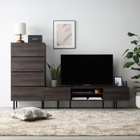 異素材MIX テレビボード(150cm幅) + チェスト(ワイド4段) セット 『Stova ストーヴァ』 ブラウン