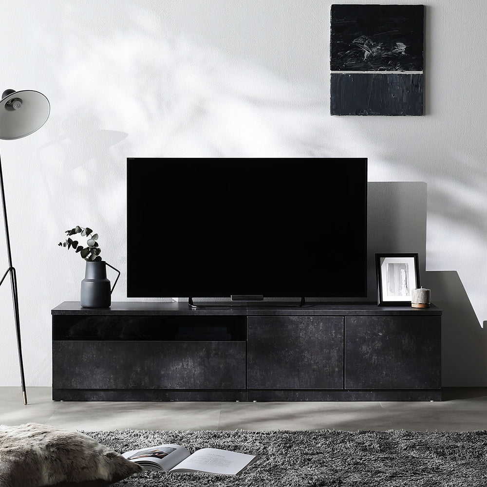 組み替え自在 ワイドテレビボード 『Tivra ティヴラ』 引き出し×扉タイプ 150cm幅 ストーングレー