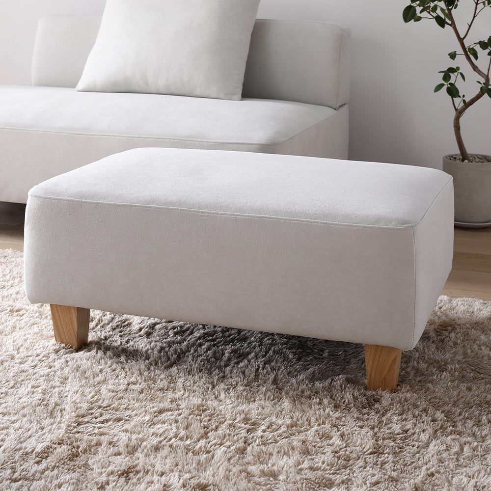 コーナーカウチソファ 『NAXAM ナザム』 オットマン単品 アッシュホワイト 木脚