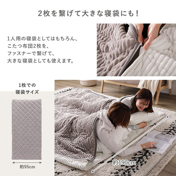 2枚を繋げて大きな寝袋にも!