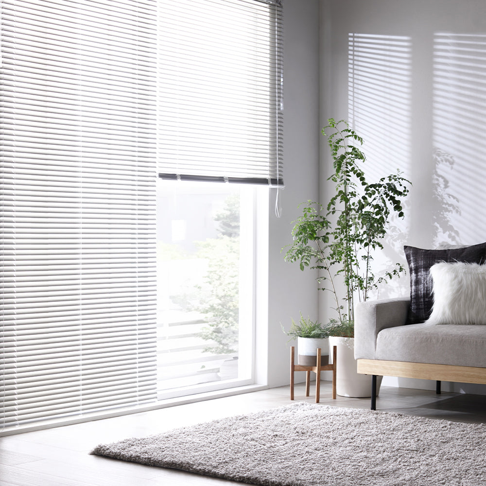 日本製 木目調アルミブラインド(カーテンレール対応可)・ホワイトウッド