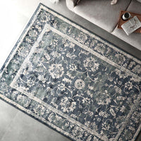 エジプト製 オリエンタル柄 ウィルトン織ラグ【約160×235cm】 ネイビー