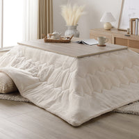 折りたたみ式 こたつ 2点セット (テーブル+掛け布団) 長方形(約105×75cm) グレージュ/ウォールナット・アイボリー