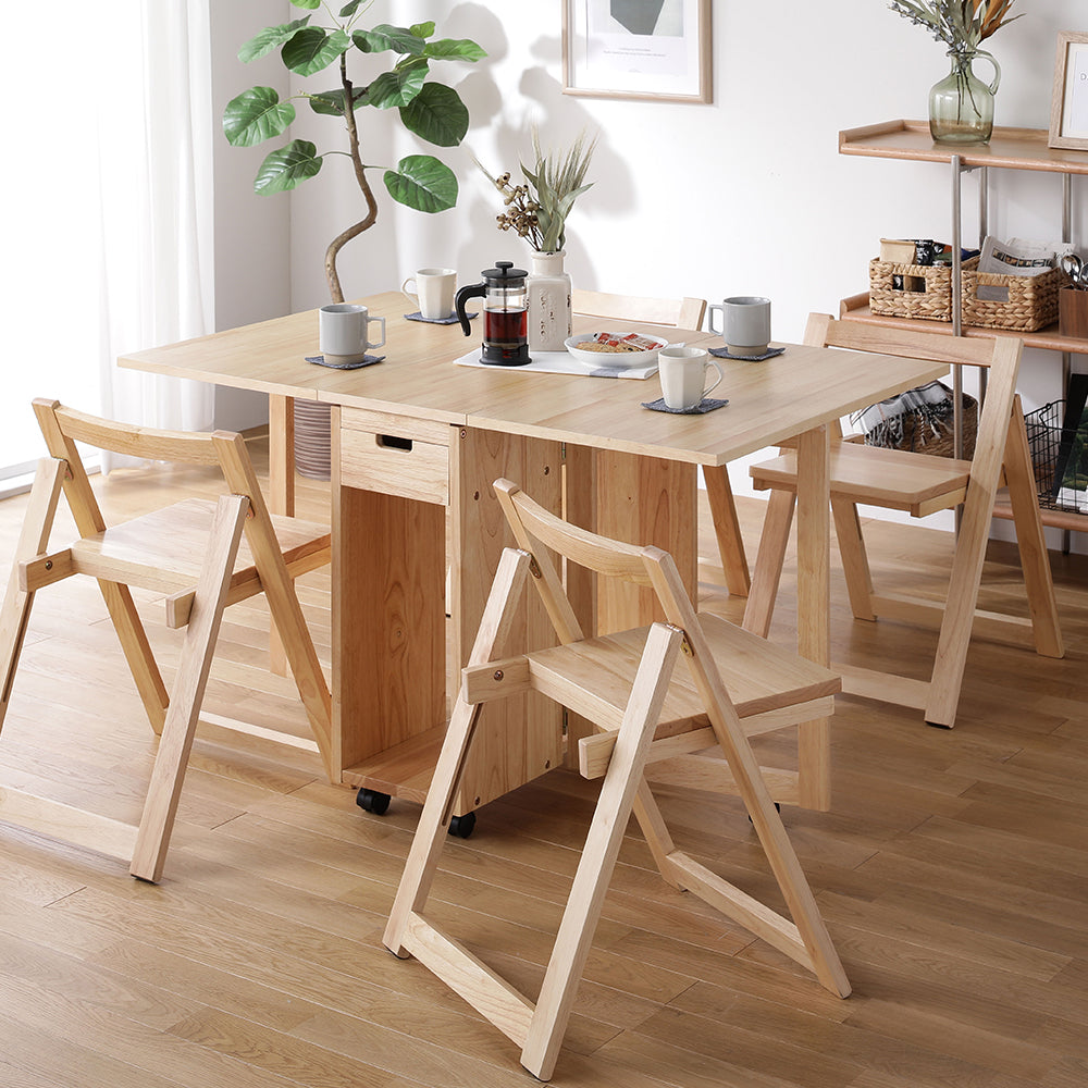 天然木を使った折りたたみ式ゲートレックテーブル・チェア・ナチュラル