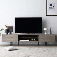 異素材MIX ワイド テレビボード 『Stova ストーヴァ』 幅180cm グレージュ