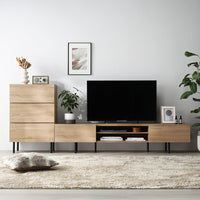 異素材MIX テレビボード(180cm幅) + チェスト(ワイド3段) セット 『Stova ストーヴァ』 ナチュラル