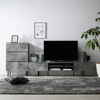 異素材MIX テレビボード(180cm幅) + チェスト(ワイド3段) セット 『Stova ストーヴァ』 ストーングレー