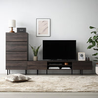 異素材MIX テレビボード(180cm幅) + チェスト(ワイド4段) セット 『Stova ストーヴァ』 ブラウン