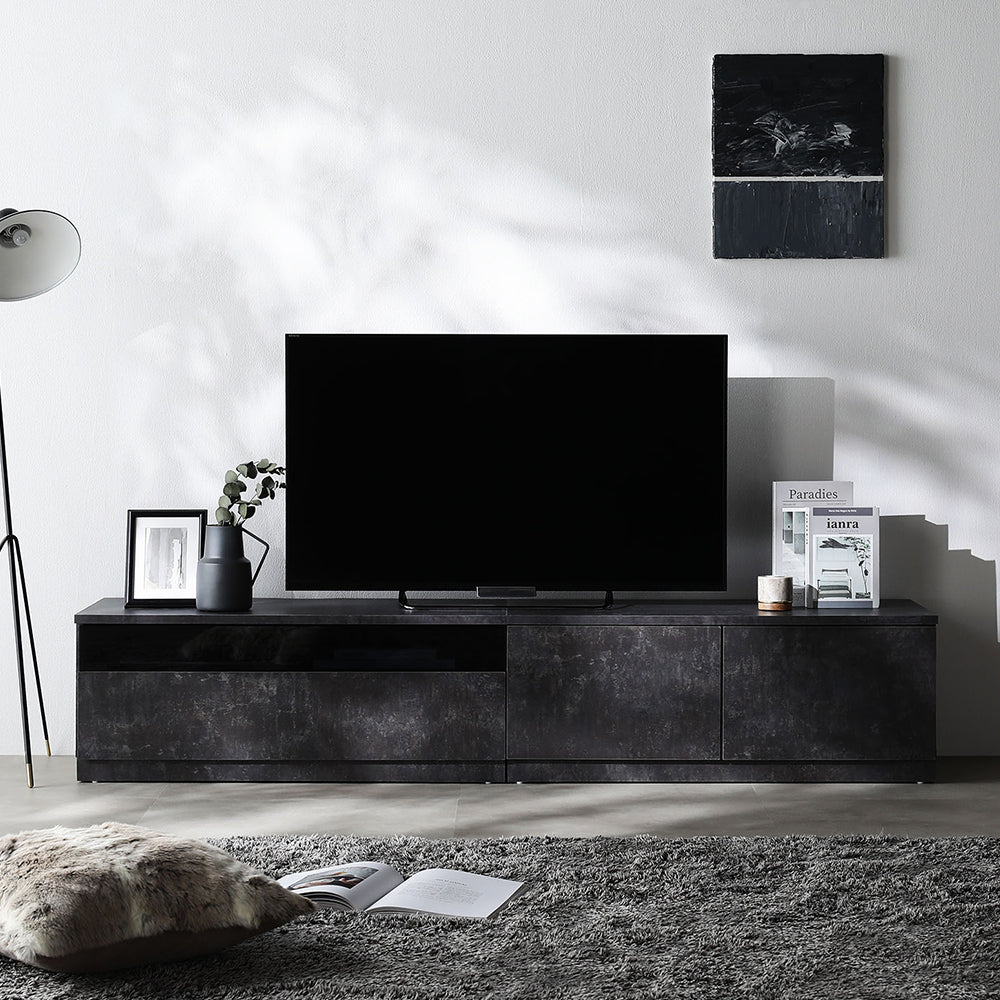 組み替え自在 ワイドテレビボード 『Tivra ティヴラ』 引き出し×扉タイプ 180cm幅 ストーングレー