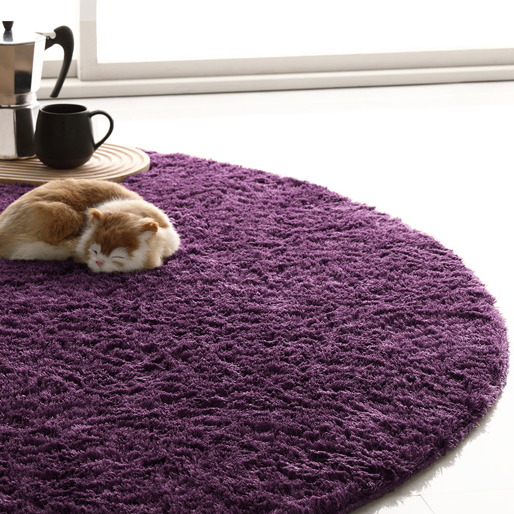 洗えて清潔!さらふわ触感ラグ・楕円形/円形・パープル