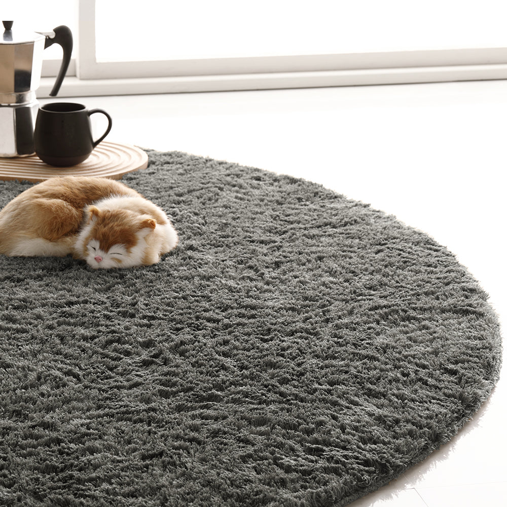洗えて清潔!さらふわ触感ラグ・楕円形/円形・グレー