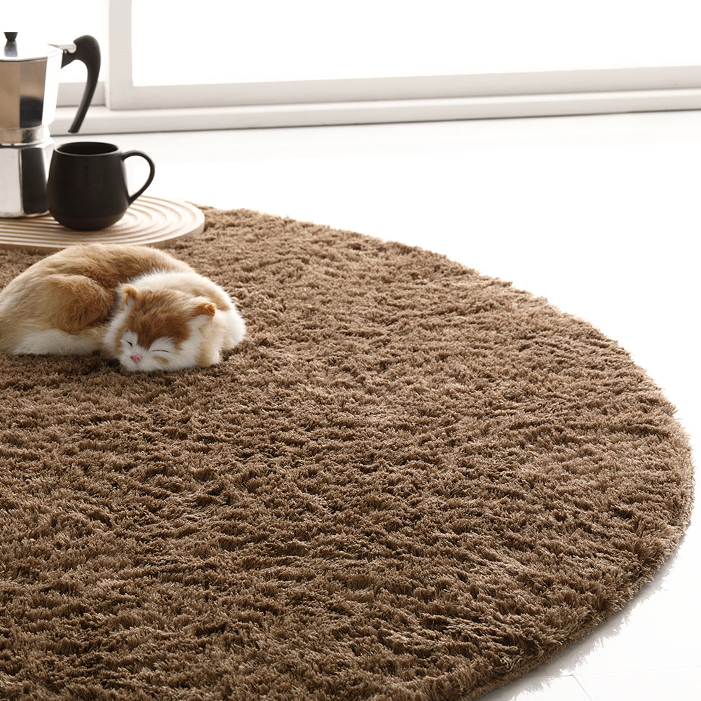 洗えて清潔!さらふわ触感ラグ・楕円形/円形・ベージュ