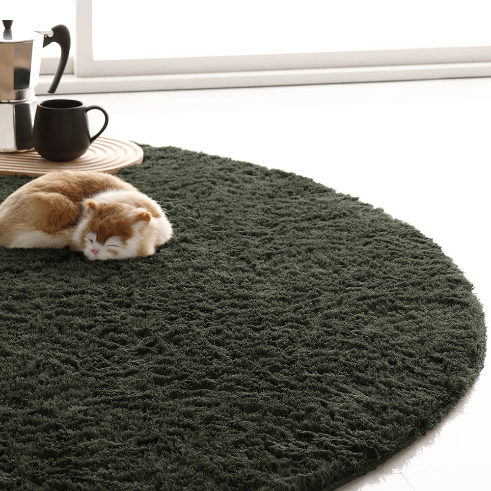 洗えて清潔!さらふわ触感ラグ・楕円形/円形・グリーン
