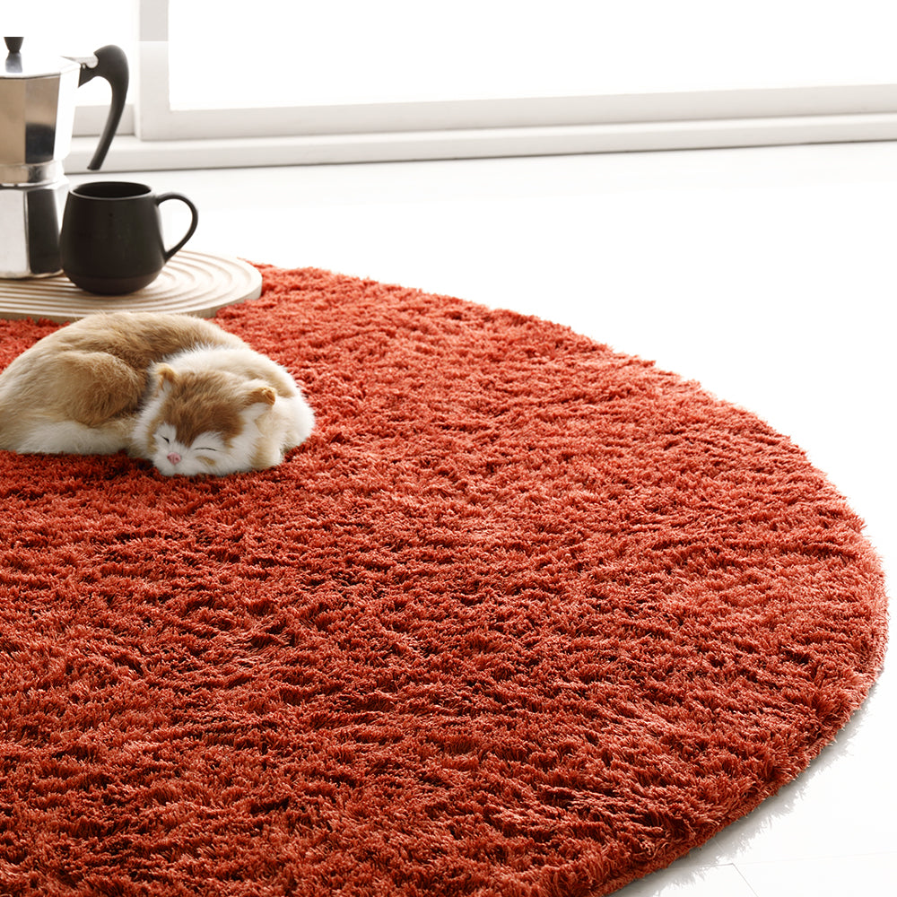 洗えて清潔!さらふわ触感ラグ・楕円形/円形・オレンジ