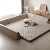 厚さが選べる 背クッション付き(U字+I字タイプ) 極厚 ラグ 『Nolphi ノルフィ』 185×185cm ベージュ