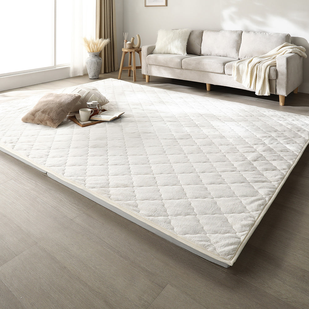 厚さが選べる 極厚 ラグ 『Nolphi ノルフィ』 185×240cm(厚み30mm) フランネル生地 アイボリー