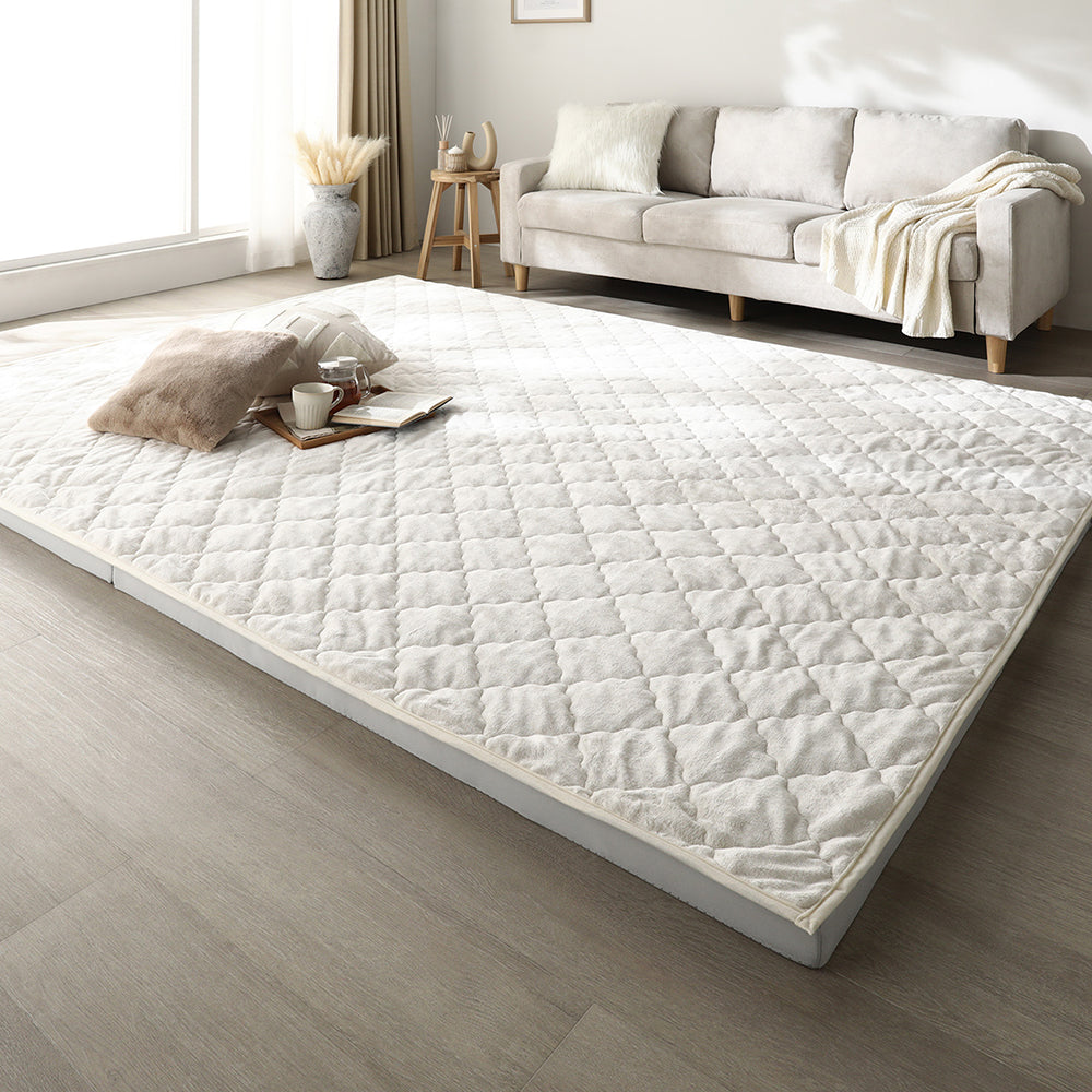 厚さが選べる 極厚 ラグ 『Nolphi ノルフィ』 185×240cm(厚み50mm) フランネル生地 アイボリー