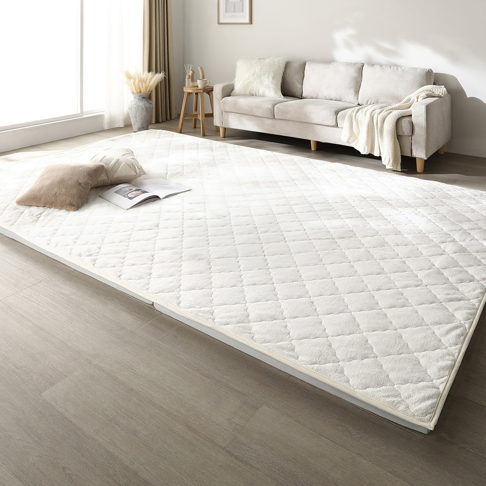 厚さが選べる 極厚 ラグ 『Nolphi ノルフィ』 185×275cm(厚み30mm) フランネル生地 アイボリー